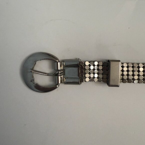 Silver Color Metal Mesh Belt Shiny Reflective Glimmer Disco Vibe Chainmail Sz S - Picture 3 of 5